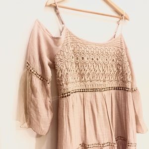 Off the Shoulder Crochet Peasant Dress